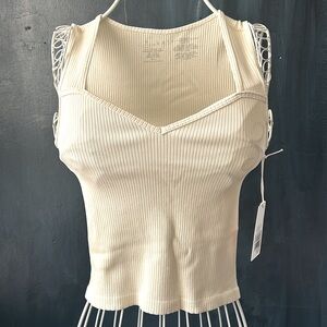 NWT Cream Sweetheart Tank Top